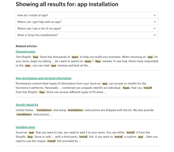 Shopify knowledge base recommendation