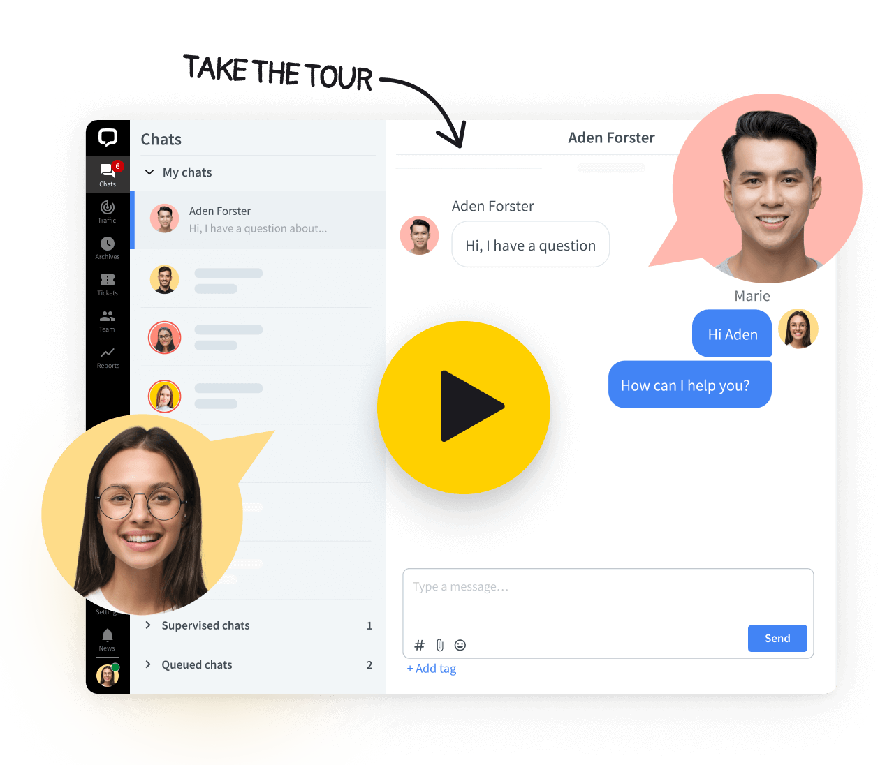 LiveChat tour animation