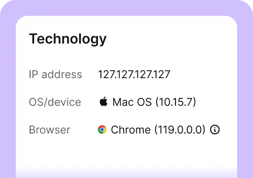 Technology is one of the areas available in the customer details tab inside the Chats section of the LiveChat agent app. It's where you see a user's device information like their IP address, operating system, and browser.