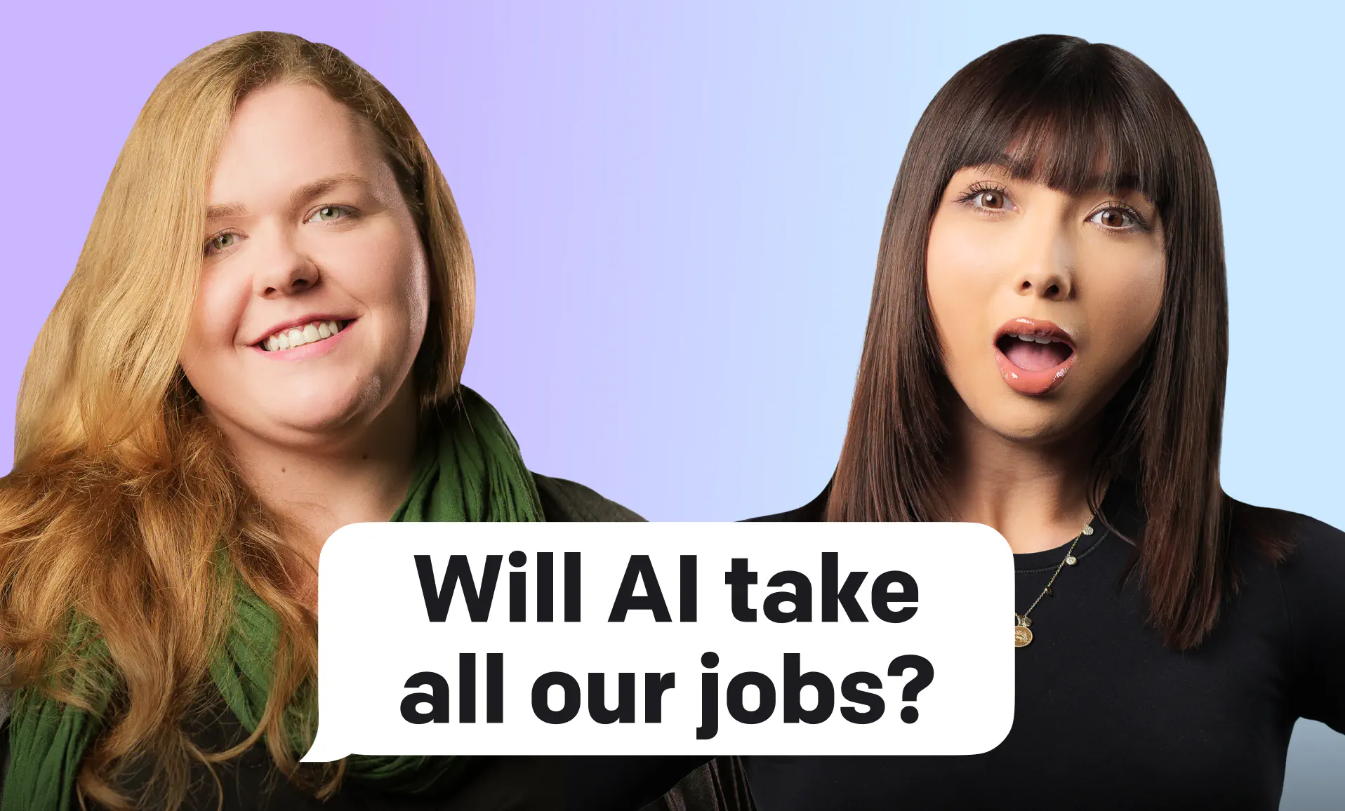 Two people in a conversation about AI taking jobs