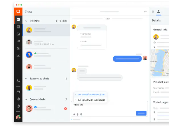 LiveChat web app features